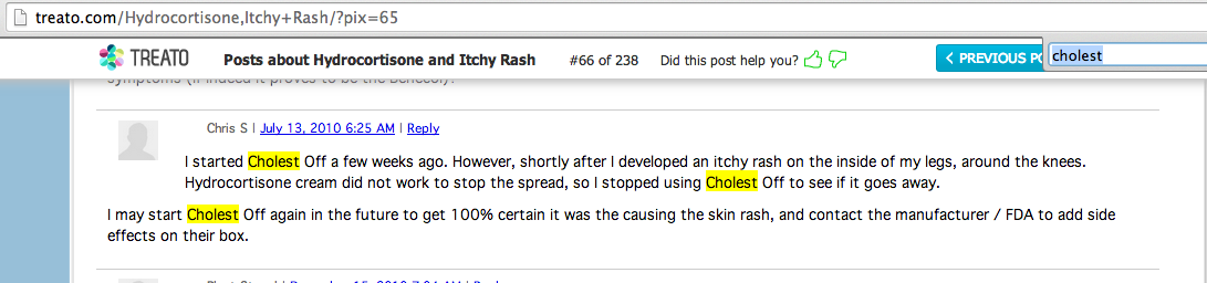 website cholestoff rash